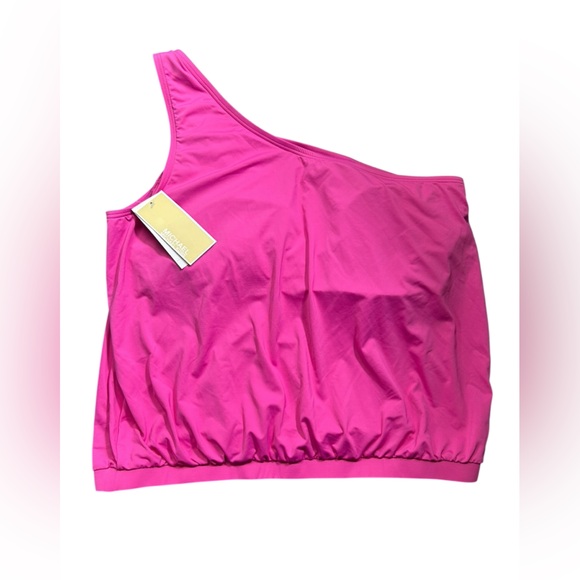 MICHAEL KORS one shoulder hold logo loose fit blousy banded tankini swim top - Picture 4 of 6